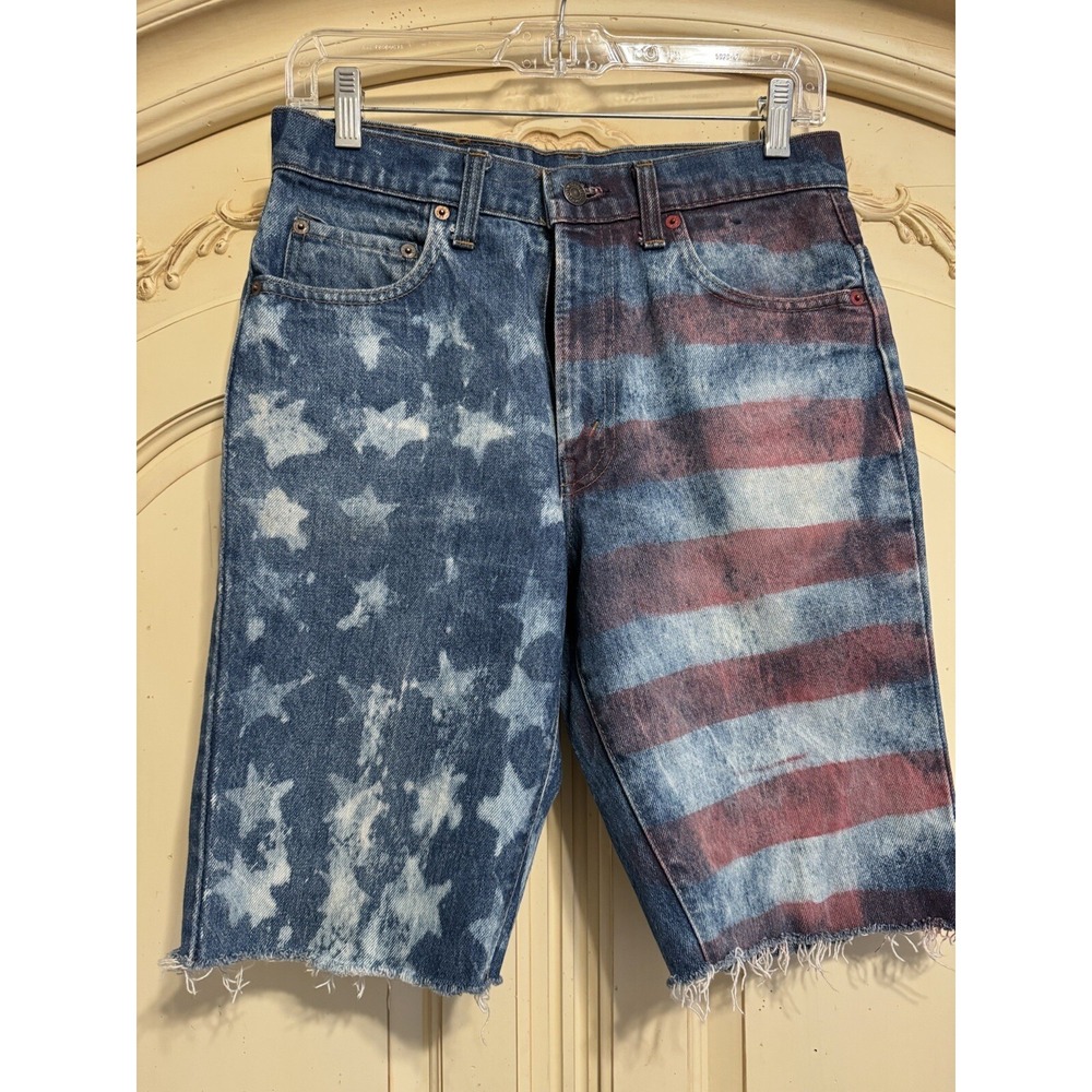 Vintage Levis 517 Jeans 29 Cot Blue Denim 0217 American Flag Shorts  Cutoffs USA